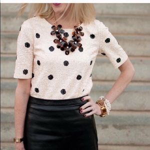 EUC J. Crew Sequin Polka Dot Top
